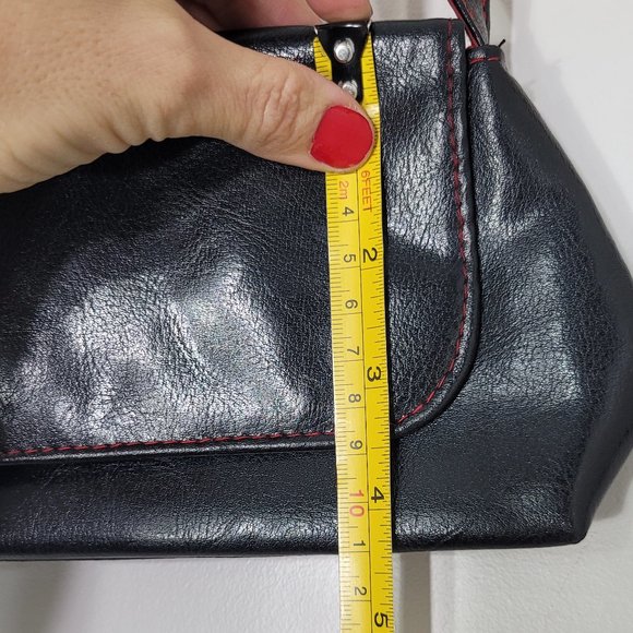 Victoria's Secret Women's Black Red Vegan Leather Mini Shoulder Purse Small Bag - Picture 10 of 12